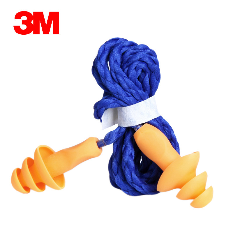 促销3M专业降噪耳塞1270圣诞树型带线可重复使用防水防噪音