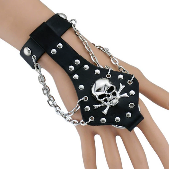 Accessory, ring, fashionable leather bracelet, halloween, punk style