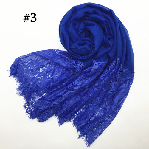 Cross-border AliExpress new women's solid color scarf with two ends, large lace lace head scarf, silk scarf, 30 colors