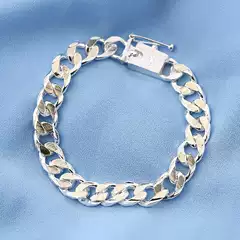 Luxury Fashionable Jewelry Factory Direct Wholesale Silver Men's Two-Tone Side Clasp Bracelet