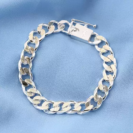European and American trendy fashion exquisite jewelry factory price wholesale silver jewelry personalized men's two-color side buckle bracelet