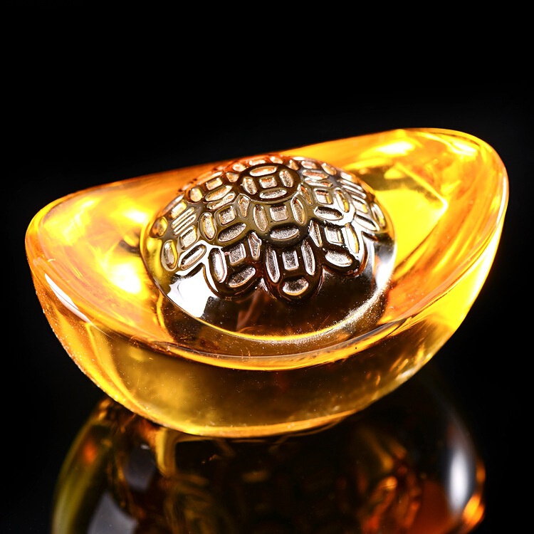 Yellow crystal copper silver ingot gold ingot fortune silver ingot wholesale home crafts ornaments copper silver ingot