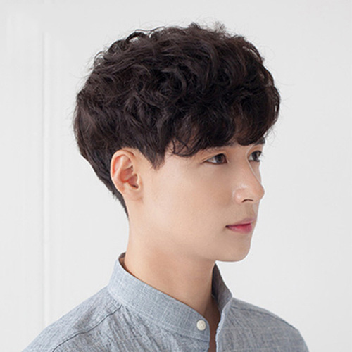 Stylish short hair with bangs for handsome men in Europe, America, and Korea, hairpiece and headcover