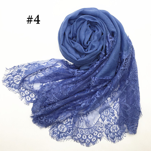 Cross-border AliExpress new women's solid color scarf with two ends, large lace lace head scarf, silk scarf, 30 colors