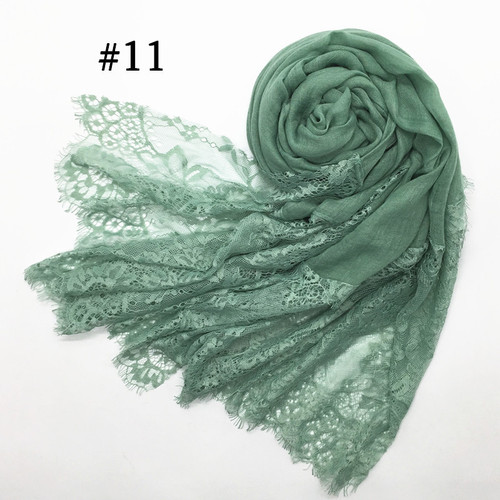 Cross-border AliExpress new women's solid color scarf with two ends, large lace lace head scarf, silk scarf, 30 colors