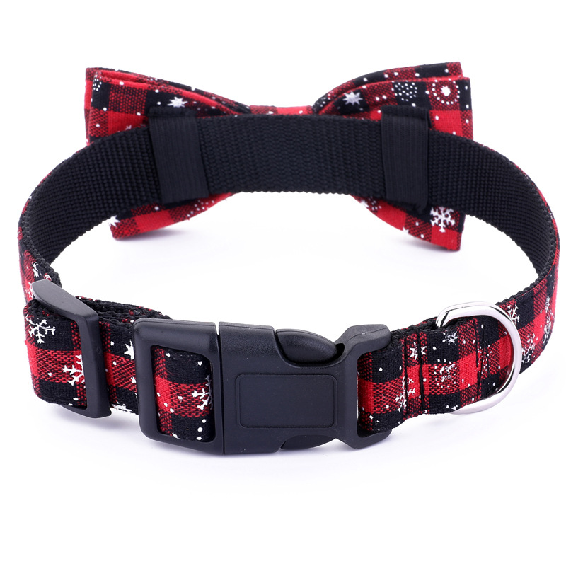 Fabricantes de inventario transfronterizo explosivo perro arco cuadrado collar de copo de nieve collar de mascota de Navidad corbata