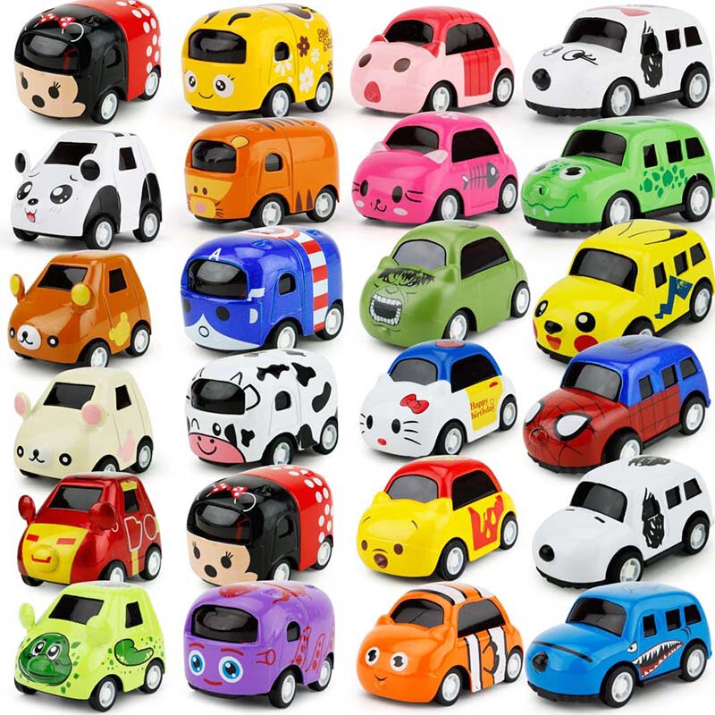 New funny cartoon pull back alloy car model Pocket toy car children's mini palm treasure Q version car