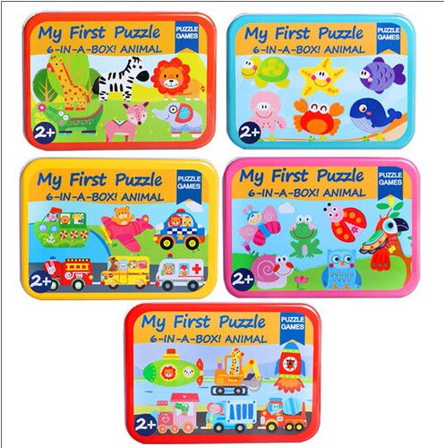 Wooden Children's Cartoon Animal Traffic Large Block Puzzle Baby Brain Development Toddler Jigsaw Toy 1-2-3 Years