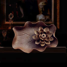 莲花香器香插 茶道陶瓷香盘 单孔插香 线香香插手工创意