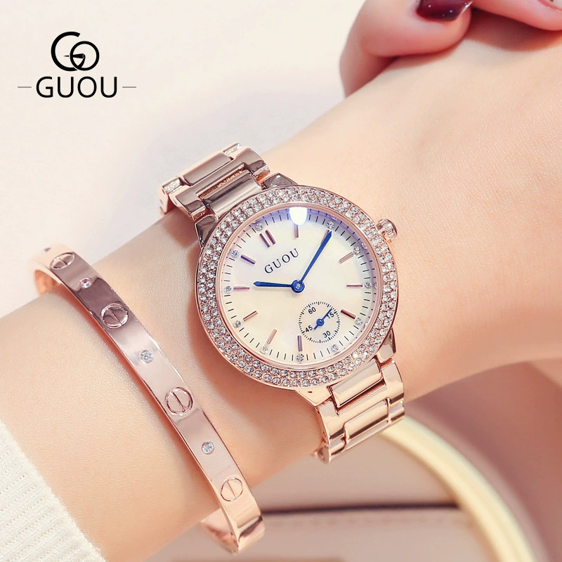 Потрясающие часы Guou/Gu Ou Diamond Exquisite Watch атмосферы европейский и американский стиль для женщин