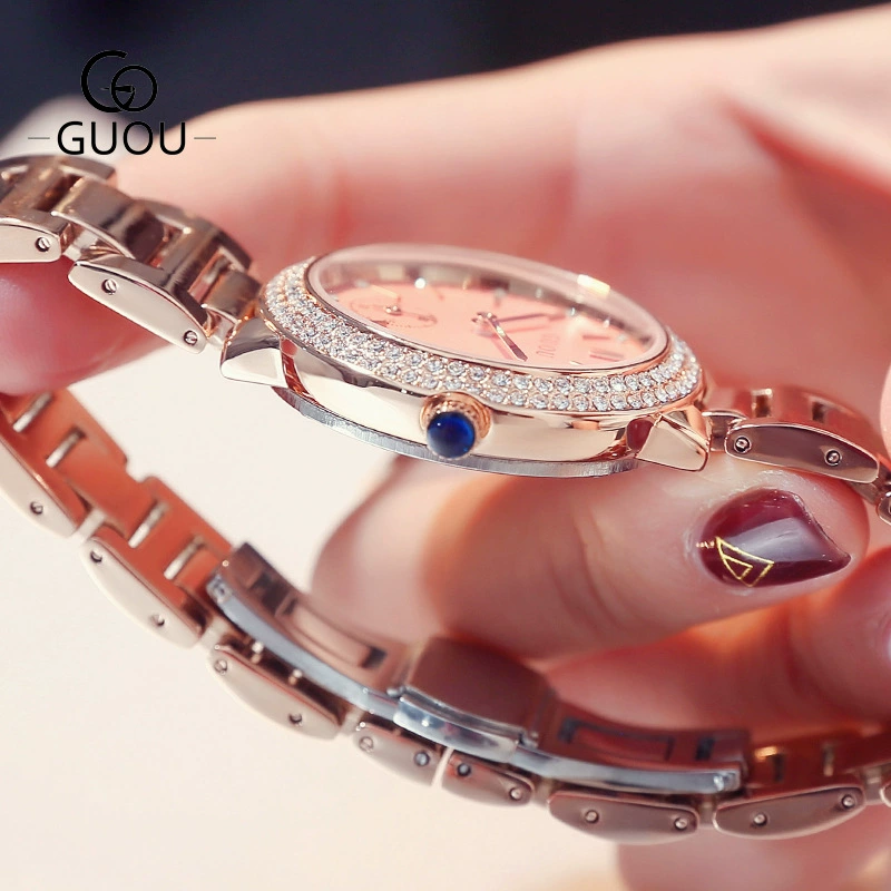 Потрясающие часы Guou/Gu Ou Diamond Exquisite Watch атмосферы европейский и американский стиль для женщин