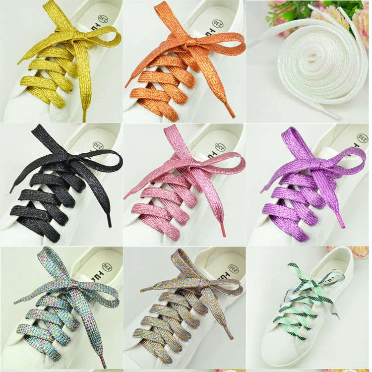 Красочные золотые и серебряные золотые луковые плоские шнурки оптом Черный Белый Розовый Розовое золото Синий подходят 1970-е годы Air Force 1