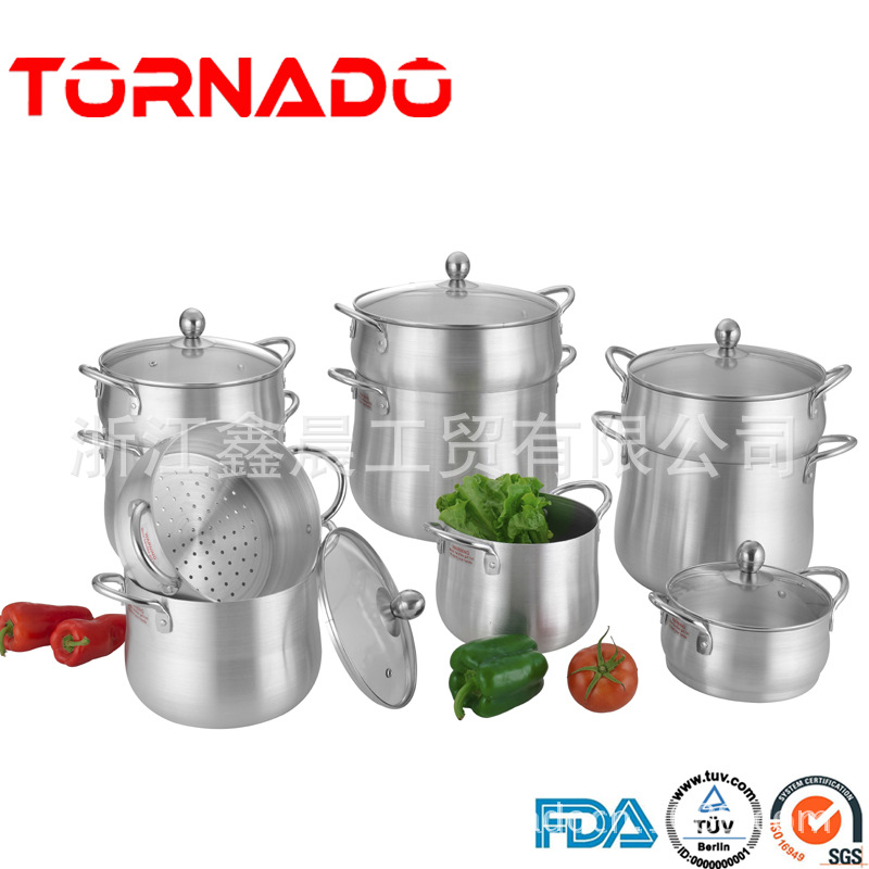 厂家直销 现货 铝制砂光锅 无涂层 双耳蒸锅