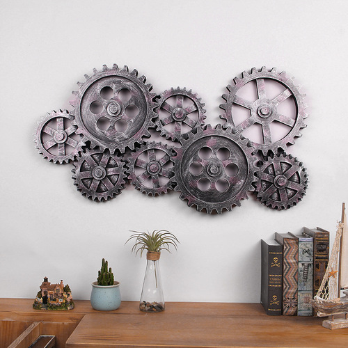 Industrial style gear wall decoration indoor three-dimensional wall hanging bar wall decoration shop retro wall creative pendant