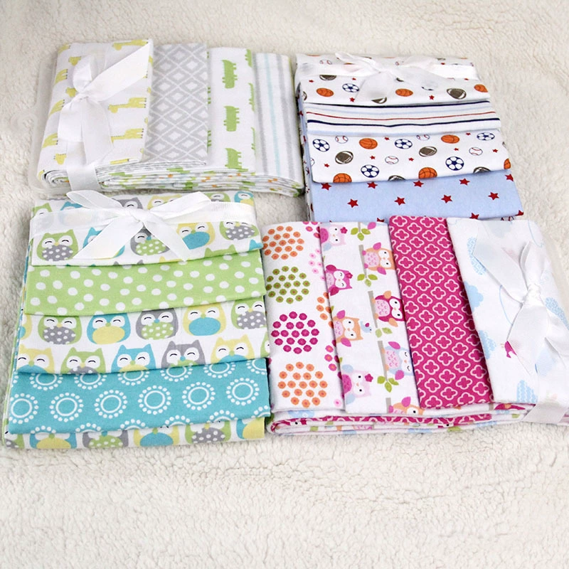 Промоционное хлопковое фланелевое одеяло для малышей с принтом, 76x76 см, однослойное, 4 шт., пеленка-одеяло, простыня, детское одеяло