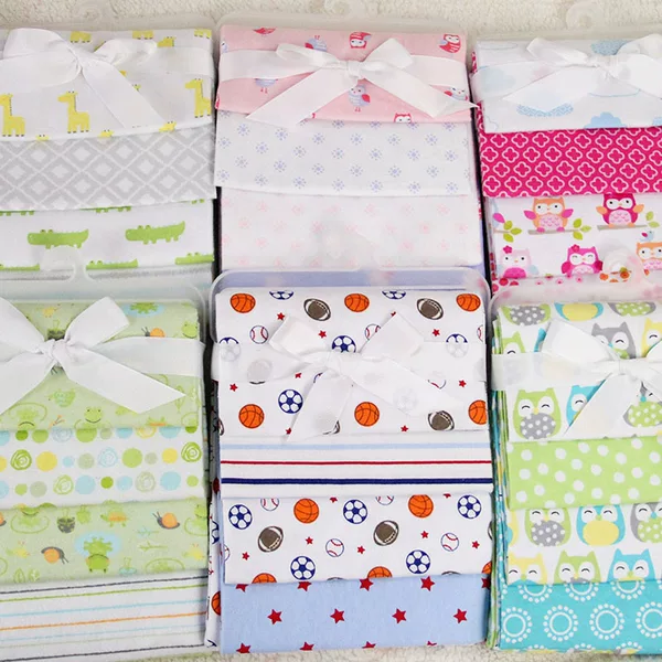 Soft and Breathable Baby Pure Cotton Flannel Swaddle Blanket, Single-Layer Quilt Cover, All-Cotton Bed Sheet Four-Piece Set, Suitable for All Seasons