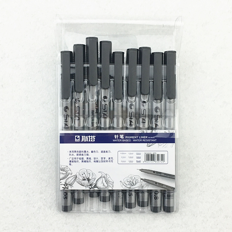 STA 8050 pinza de aguja a prueba de agua dibujada a mano, pinza de pinza de pinza de trazo hermosa, dibujo de dibujos animados