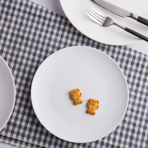 Hotel western food flat plate shallow plate pure white ceramic plate steak plate moonlight disc daily tableware can add LOGO