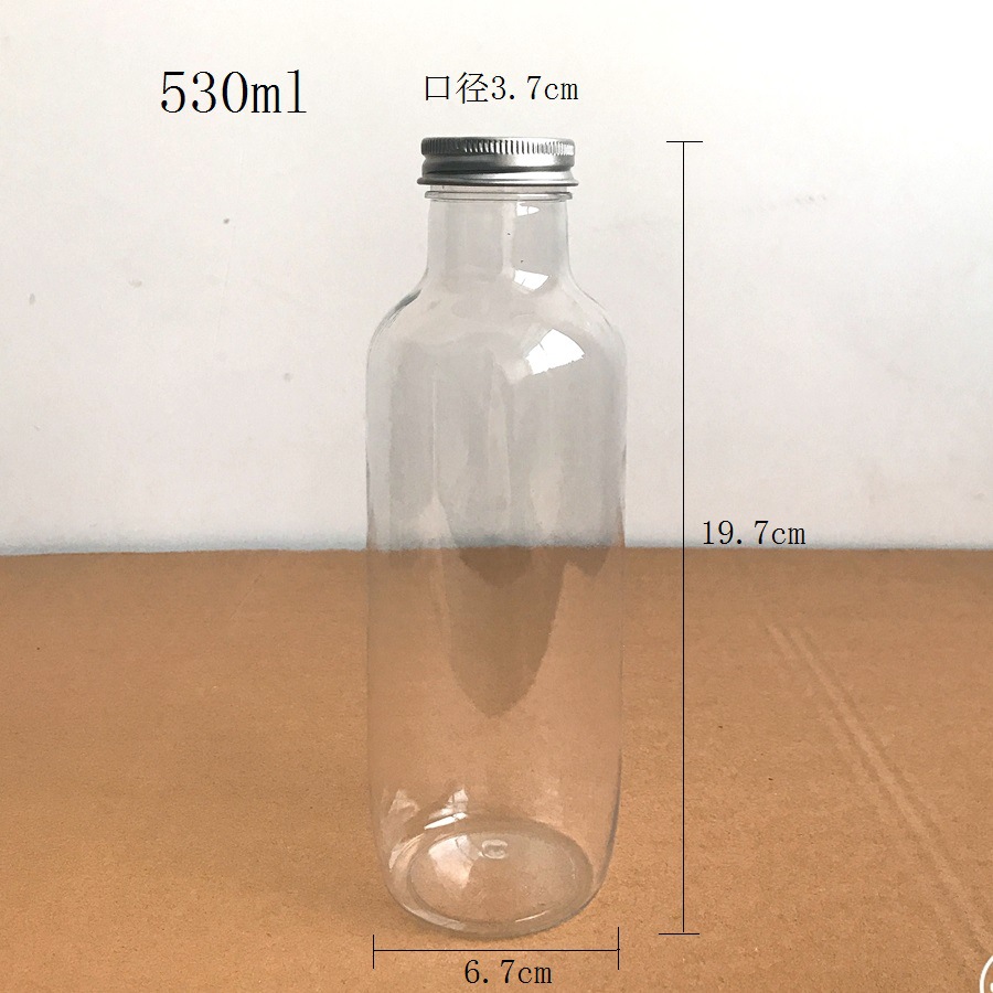 530ml 铝盖 果汁瓶 透明PET塑料瓶 圆柱形花茶水果茶