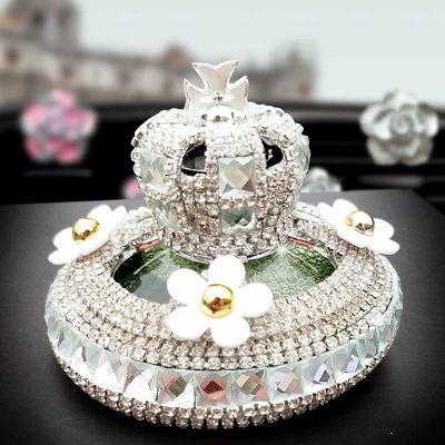 Car perfume Seat car perfume car ornaments car accessories car perfume Crown Diamond single perfume seat (Perfplant seat) - white-zou-ju-small-crown-perfume-holder