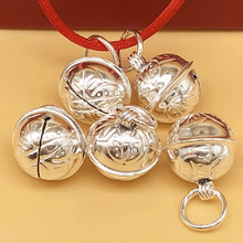 纯银泰银饰品diy配件经典刻花双孔大铃铛16mm 手工手链项链水晶链