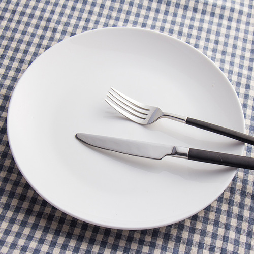 Hotel western food flat plate shallow plate pure white ceramic plate steak plate moonlight disc daily tableware can add LOGO