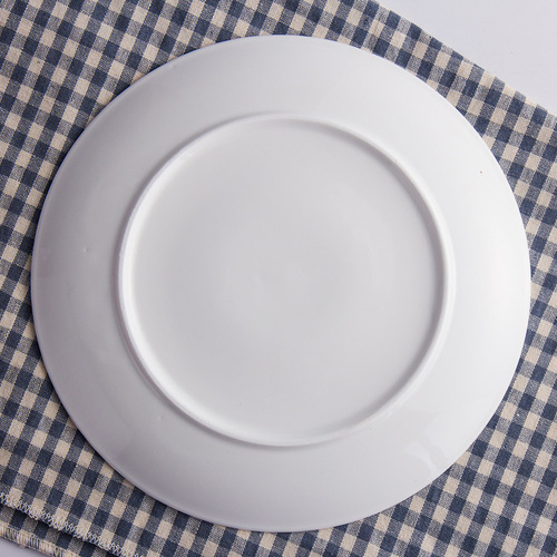 Hotel western food flat plate shallow plate pure white ceramic plate steak plate moonlight disc daily tableware can add LOGO