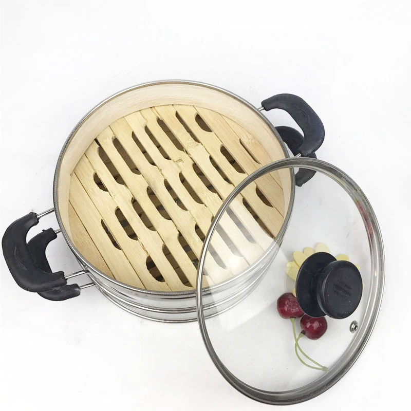 Bamboo bottom small steamer stainless steel steamed dumplings Xiaolong steamer Bamboo steamer steamed Ge Shaxian snack tea dots restaurant steamer