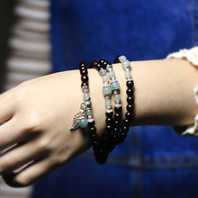 小叶紫檀手串108颗檀木项链女士多圈佛珠手链念珠民族风饰品批发