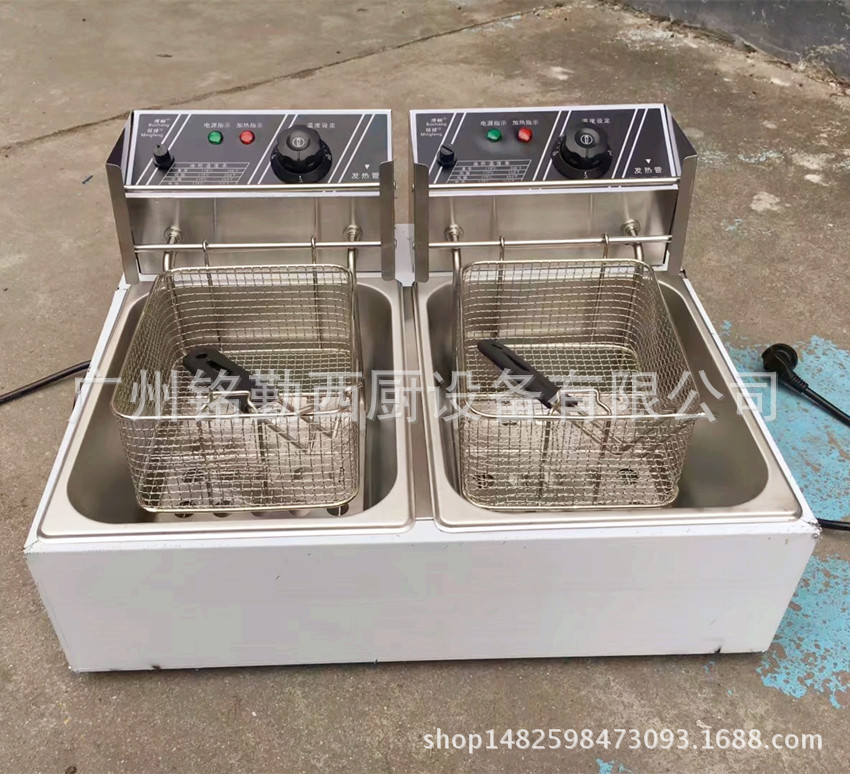 台式商用带限温器厚盆双缸双筛电炸炉 炸薯条机 电炸锅 炸鸡翅机