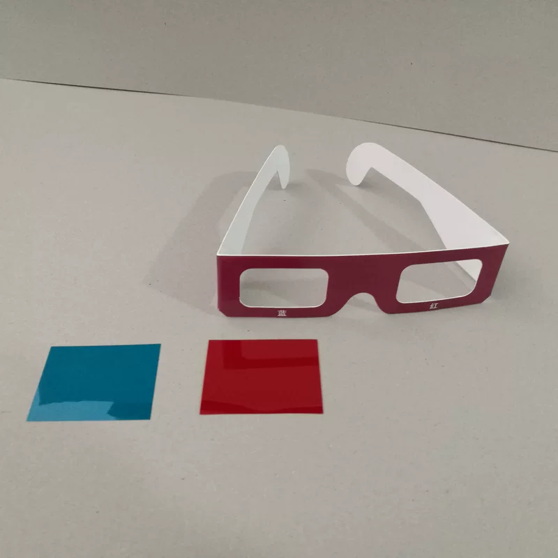 Оптовая продажа в розницу, бумажные детские самодельные красные и синие 3D-очки, головоломки, белая коробка и фиолетовые глаза