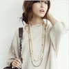 Demi-season accessory, long necklace from pearl, sweater, Korean style, wholesale, flowered