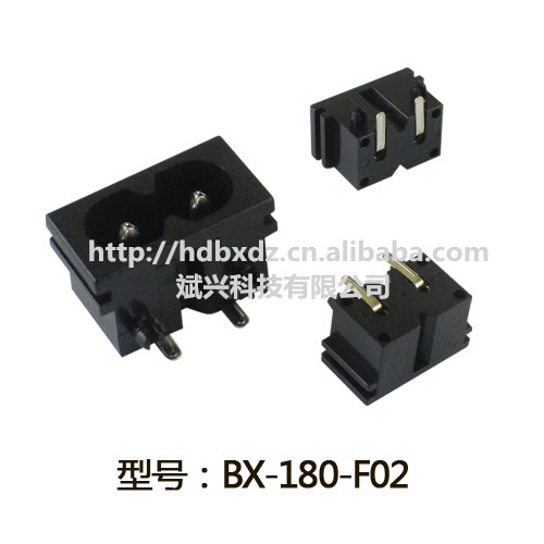 AC电源八字插座畅销铜小八字插座插板脚22X12 BX-180-F02