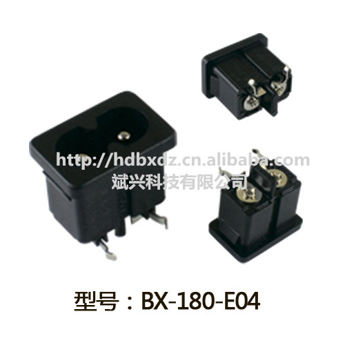 AC电源八字插座C8型DB-14-T-3-P10铜插板脚22X15 斌兴BX-180-E04