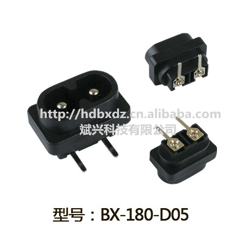 AC八字电源插座C8型DB-14-T-15-P9 全铜环保插板脚 BX-180-D05