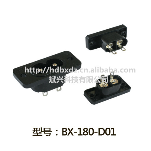 AC八字电源插座DB-14-T7-S1音响插座带螺丝孔座 BX-180-D01