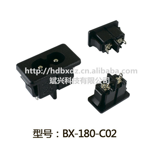 AC八字电源插座C8型DB-14-T-6A-S带卡扣接线28X16 BX-180-C02
