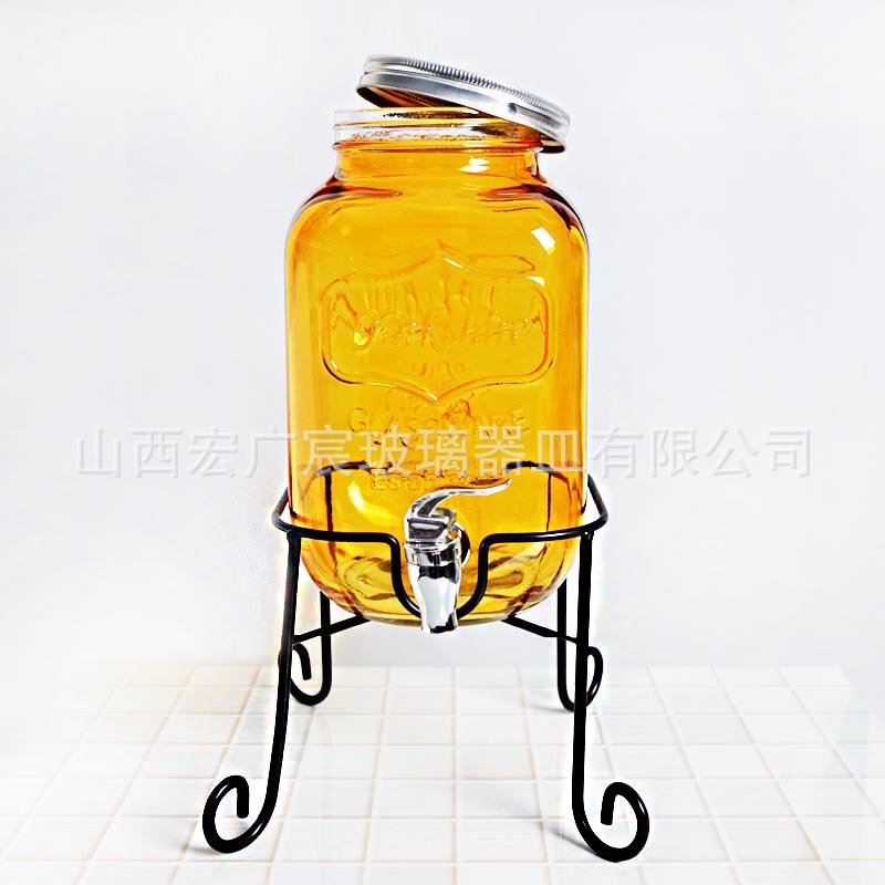 加厚玻璃泡酒瓶带龙头 葡萄酿酒坛子 彩色浮雕刻字泡酒玻璃罐子