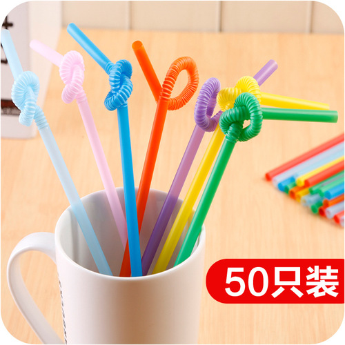 Factory direct sales disposable beverage straws food grade PP plastic art straws color bendable black transparent
