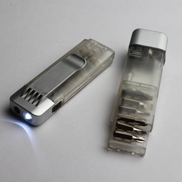 迷你易携带螺丝刀 LED螺丝刀 带灯工具 6头组合工具