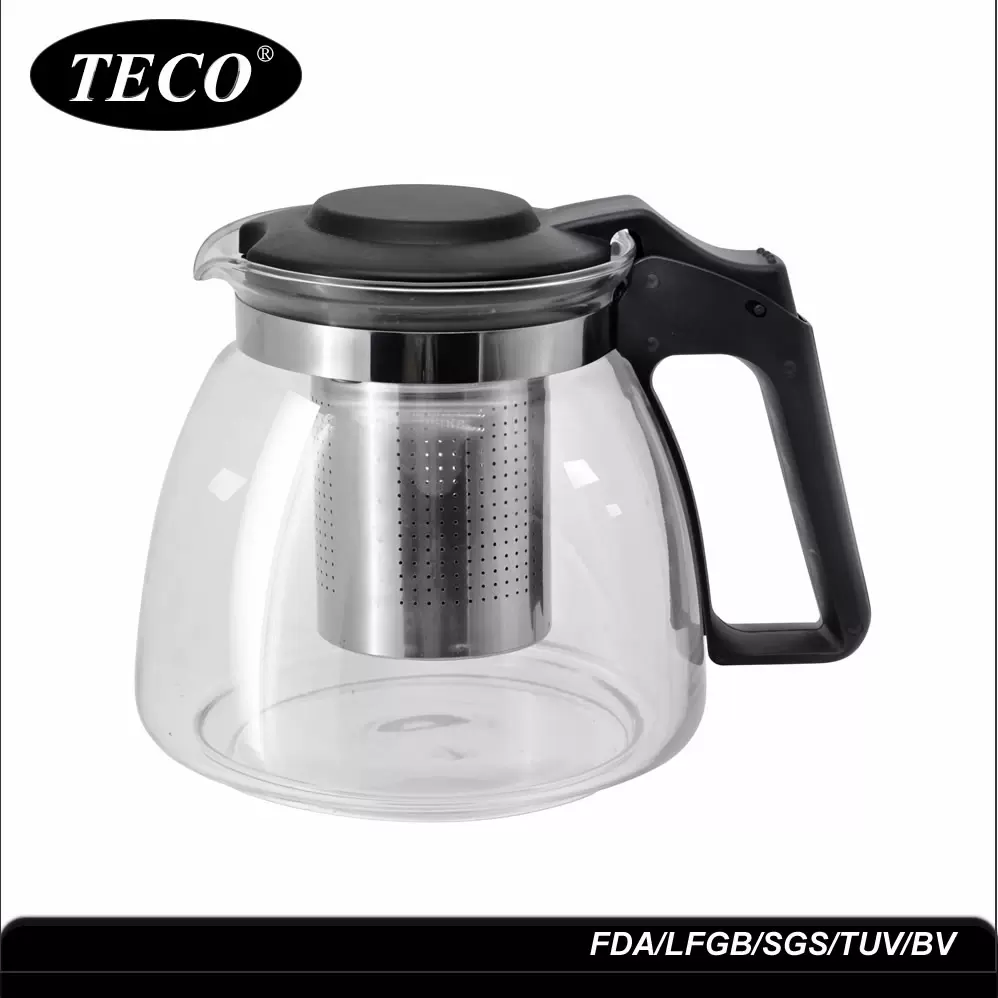 合顺玻璃煮茶壶900ml厂家批发 不锈钢冲孔过滤泡茶壶