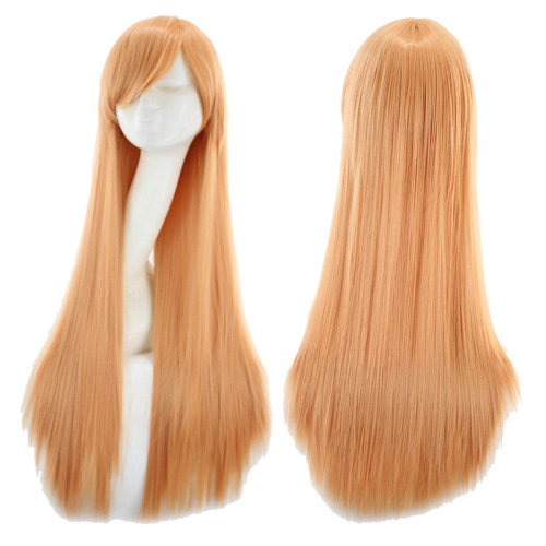 80cm long straight hair Harajuku anime cos color female wig cosplay party wig full headgear wholesale