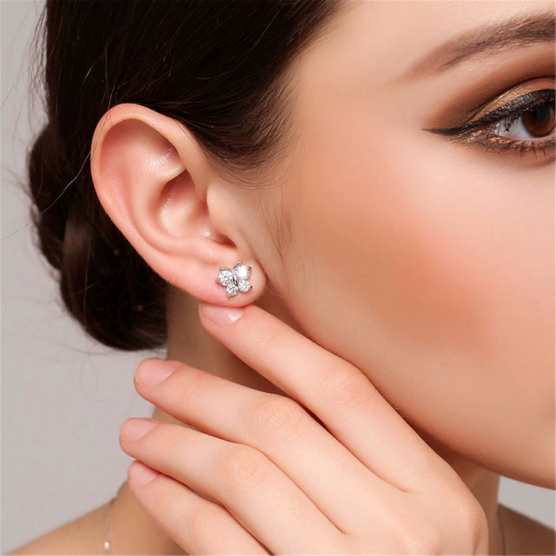 Серебряные серьги, цирконы, корейский стиль, оптовая продажа
