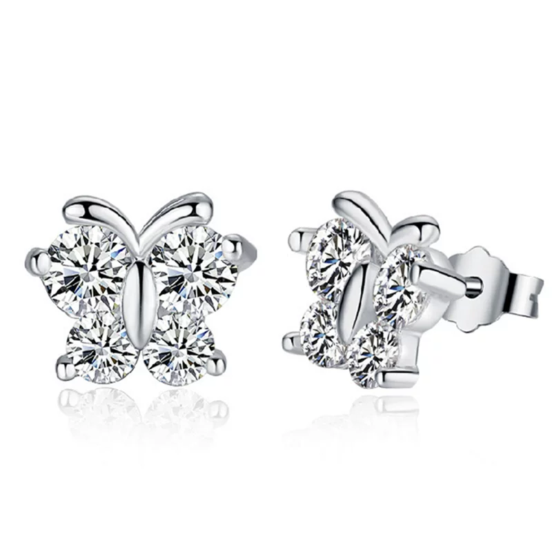 Серебряные серьги, цирконы, корейский стиль, оптовая продажа