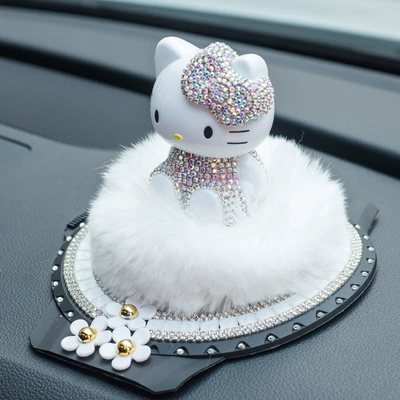 Katie Car Perfume Seat-Type Perfume Display Stand Cat Car Ornament Car Perfume Diamond Interior Accessories Kt Center Console (Perfplant seat) - white-kt