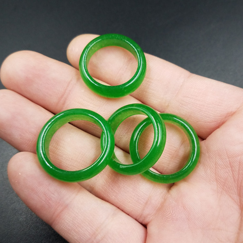 批发玉石戒指台湾碧玉戒指石英岩玉绿色戒指男女同款玉石指环跑环