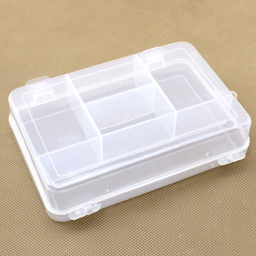 5-compartment fixed-grid plastic box, transparent mobile phone accessories parts storage box with lid, jewelry product packaging box