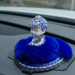 Rex Rabbit Fur Buddha Car Perfume Ornaments Set Car Perfume Diamond-encrusted Buddha Car Supplies Anti-slip Mats Dropshipping
