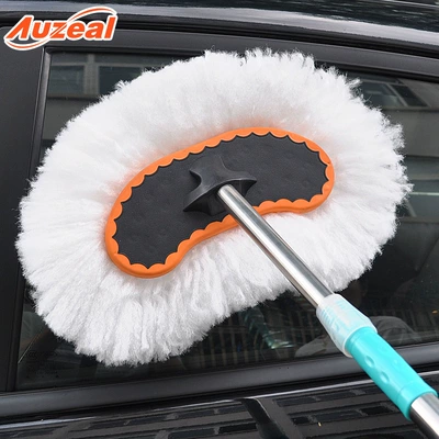 Car wash mop car wash brush soft hair long handle telescopic dust removal car duster milk wire drag brush tool