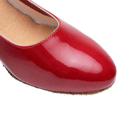 Adult women's basic mid-heeled modern dance shoes soft-soled square dance shoes women's dance shoes silver stage shoes red
